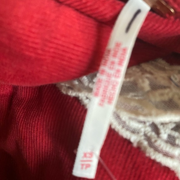 Free People Tennley Red Milkmade Coquette Corduroy Whimsigoth Lace Mini Dress XS - Picture 3 of 16